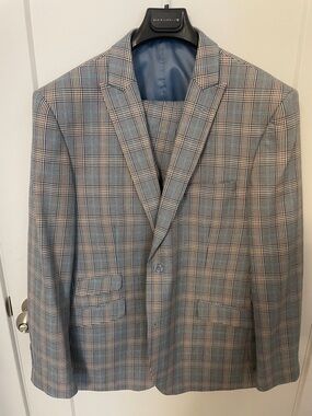 3-piece SLIM FIT suit. Colors: Navy Blue, Aqua Blue, Tan, and White.